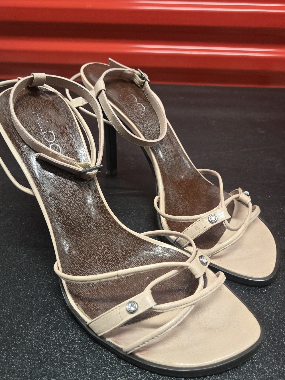 ALDO Womens Nude Beige Strappy High Heel Sandals Size 8